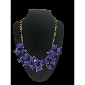SAO Navy Blue and Gold Faceted Squares & Rectangles Necklace